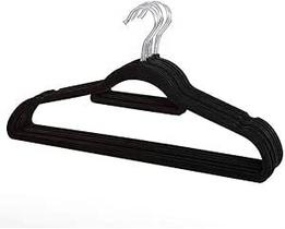 Kit 12 Cabides De Veludo Slim Preto Antideslizante Ultrafino Roupas Organizador Kit 12 Cabides De Veludo Slim Preto Antideslizante Ultrafino Roupas Organizador
