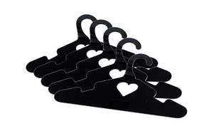 Kit 12 Cabides Infantil Com Coração Preto em Acrílico