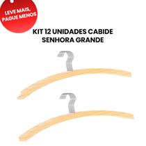 KIT 12 Cabides Senhora Adulto 40cm Grande de Madeira R3B Organização, Ganchos, Resistente, Blusas, Saias, Casacos, Armários, lavanderia