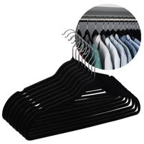 Kit 12 Cabides Veludo Adulto Roupa Não Escorrega 41x22 Preto Kit 12 Cabides Veludo Adulto Roupa Não Escorrega 41x22 Preto