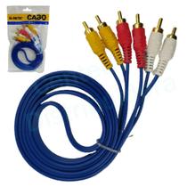 Kit 12 Cabo Video Rca Azul 1,5m 3+3 Tv Lcd Dvd Audio E Video - MEX