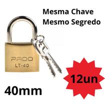 Kit 12 Cadeado Pado De 40mm Mesmo Segredo Iguais Mesma Chave