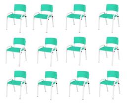 Kit 12 Cadeira Iso Infantil Creche, Escola Base Branco Verde Água Kit 12 Cadeira Iso Infantil Creche, Escola Base Branco Verde Água