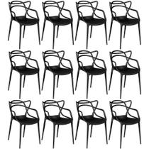 Kit 12 Cadeiras Allegra Empilhável com Inmetro Magazine Decor - Preto