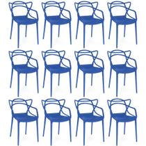 Kit 12 Cadeiras de Jantar Allegra Prática Empilhável - Azul Petróleo