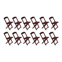 Kit 12 Cadeiras de Madeira Dobravel Imbuia