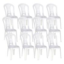 Kit 12 Cadeiras De Plástico Sem Braço Laguna Tramontina Basi Branco Kit 12 Cadeiras De Plástico Sem Braço Laguna Tramontina Basi Branco