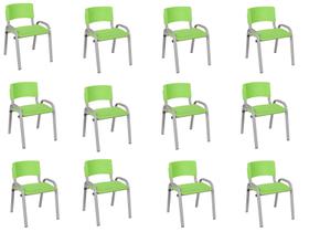 Kit 12 Cadeiras Infantil Iso, Escola, Base Cinza- Verde Claro Kit 12 Cadeiras Infantil Iso, Escola, Base Cinza- Verde Claro