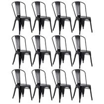 Kit 12 Cadeiras Iron Tolix - Preto Brilhante