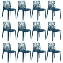 Kit 12 Cadeiras Laráz Gruvyer Design Anatômico Azul petróleo