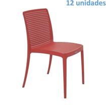 Kit 12 cadeiras plastica monobloco isabelle vermelha tramontina