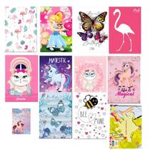 Kit 12 Caderno Escolar 96 Folhas Costurado Capa Dura