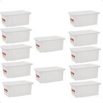 Kit 12 Caixa C/ Tampa Linha Pro 25Litros Branca 521 Paramount