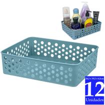 Kit 12 caixa cesto organizador multiuso escritório consultório cestinha lavanderia armário cozinha