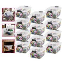 Kit 12 Caixa Organizadora Multiuso Transparente 6l Com Tampa Sanremo