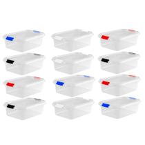 Kit 12 Caixas 10 Litros Organizadoras Multiuso Tampa Trava Bpa Cozinha Lavanderia Armario Organização Casa