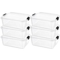 Kit 12 Caixas 10 Litros Organizadoras Multiuso Tampa Trava Bpa Cozinha Lavanderia Armario Organização Casa