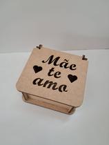 Kit 12 caixas 8x8x5 cm Mãe te Amo em MDF - Dia das Mães / Presente / Lembrancinha / Porta Joias