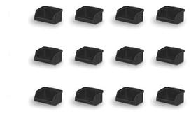 KIT 12 CAIXAS BIN ORGANIZADORA PLÁSTICA Nº8 PRETA