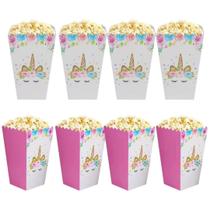 Kit 12 Caixas Caixinhas Embalagem Pipoca Decoração Unicórnio Aniversário Infantil Fofo Kawaii