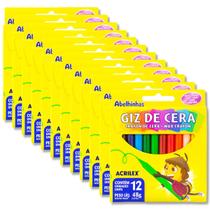Kit 12 caixas de giz de cera Acrilex escolar com 12 cores de 48g cada