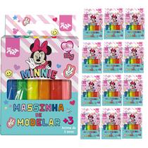 Kit 12 Caixas de Massinha de Modelar Minnie 90g Infantil Artes com 6 Cores Cada