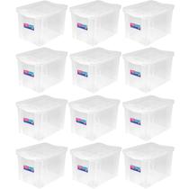 Kit 12 Caixas Organizadoras 30L Multiuso Alta Ordene Transparente Radical Color