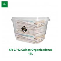 Kit 12 Caixas Organizadoras Multiuso Transparente 17L com Trava