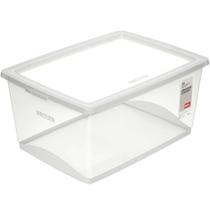 Kit 12 Caixas Organizadoras Plástica 60L Empilháveis com Tampa My Closet Ordene Multiuso Transparente