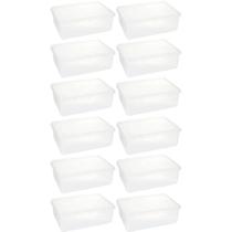 Kit 12 Caixas Organizadoras Plásticas Retangular 3,5L com Tampa Hermética Empilhável Plasvale Kit 12 Caixas Organizadoras Plásticas Retangular 3,5L com Tampa Hermética Empilhável Plasvale
