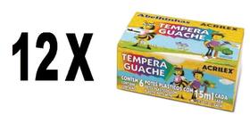 Kit 12 Caixas TintaTempera Guache Acrilex Ref02020