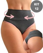 Kit 12 Calcinha Fitness Cós Alto Fio Duplo Modeladora Viére Kit 12 Calcinha Fitness Cós Alto Fio Duplo Modeladora Viére