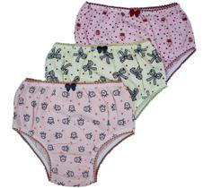 Kit 12 Calcinhas Estampadas Menina Infantil De Algodão