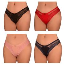 Kit 12 Calcinhas PLUS SIZE de Microfibra Rendada Tanga Roupa Renda Sexy Sensual Atacado Feminino Confortável Sex Grande