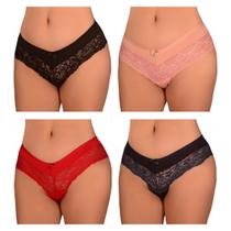 Kit 12 Calcinhas PLUS SIZE de Microfibra Rendada Tanga Roupa Renda Sexy Sensual Grande Confortável Sex Atacado Feminino - La Vitta Íntima Moda Lingerie Feminina Adulto