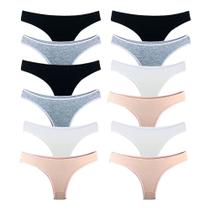 Kit 12 Calcinhas Tanga Algodão Cotton Básica Lisa Lingerie Kit 12 Calcinhas Tanga Algodão Cotton Básica Lisa Lingerie