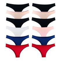 Kit 12 Calcinhas Tanga Algodão Cotton Básica Lisa Lingerie