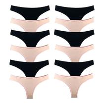 Kit 12 Calcinhas Tanga Algodão Cotton Básica Lisa Lingerie