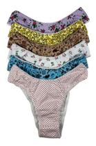 Kit 12 Calcinhas Tanga Em Algodão Adulto Estampada PP