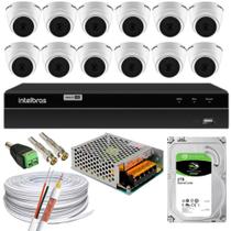 Kit 12 Câmera 1220D Mic com Audio Dvr 1216 Intelbras 2tb