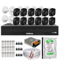 Kit 12 Cameras 1220 Full Color Intelbras Dvr Mhdx 16 Ch Color Noite C/HD 500GB