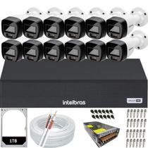Kit 12 Câmeras 1220B Full Color Intelbras Dvr Mhdx 16 canais HD 1TB colorido dia e noite