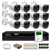 Kit 12 Câmeras Bullet VHC 1120 B HDCVI HD 720P IP66 Visão Noturna 20M Intelbras + DVR MHDX 1216 com 16 Canais Multi HD Intelbras + HD 1TB Barracuda