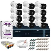 Kit 12 Câmeras de Segurança 20m Infravermelho HD 720p VHL 1120 B + DVR 1116 Intelbras HD 1TB