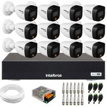Kit 12 Câmeras de Segurança VHD 1220 B Full Color Full HD 1080p + DVR Intelbras 16 Canais S/Hd