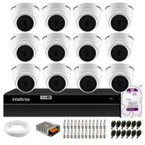 Kit 12 Câmeras Dome VHL 1220 D G2 HDCVI 2mp Full HD 1080p + DVR Intelbras MHDX 1316 Full HD 16 Canais Multi HD + HD 1TB