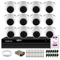 Kit 12 Câmeras Dome VHL 1220 D G2 HDCVI 2mp Full HD 1080p + DVR Intelbras MHDX 1316 Full HD 16 Canais Multi HD + HD 2TB