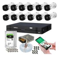Kit 12 Câmeras Full Hd Intelbras 1220b Dvr 16 Canais Com Hd