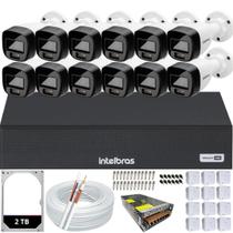 Kit 12 Câmeras Intelbras 1120b Full Color Dvr 16ch Hd 2Tb Colorido dia e noite