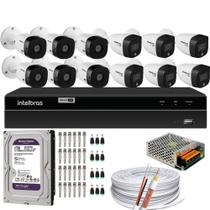 Kit 12 Câmeras Intelbras 6 cam Full Color 6 cam 1220b Full Hd Dvr Mhdx 1216